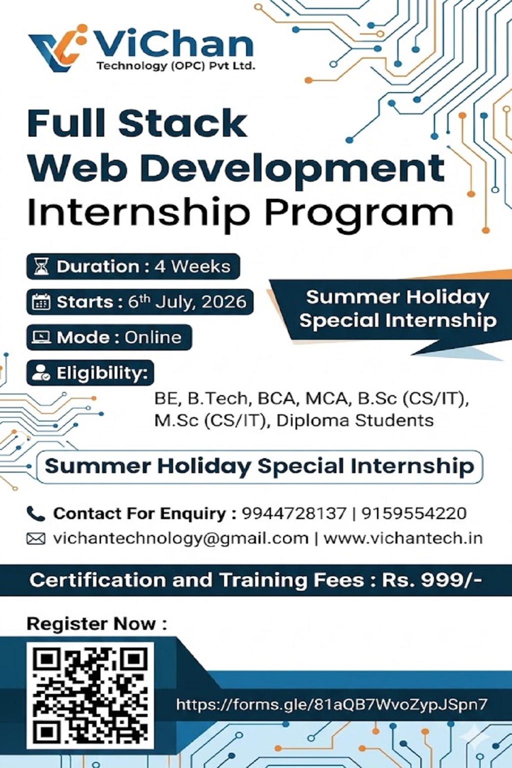 Full Stack Web Development Internship